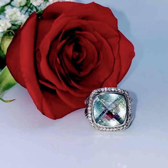 David Yurman Albion Ring with Prasiolite and Pave Diamonds - Picture 7 of 12